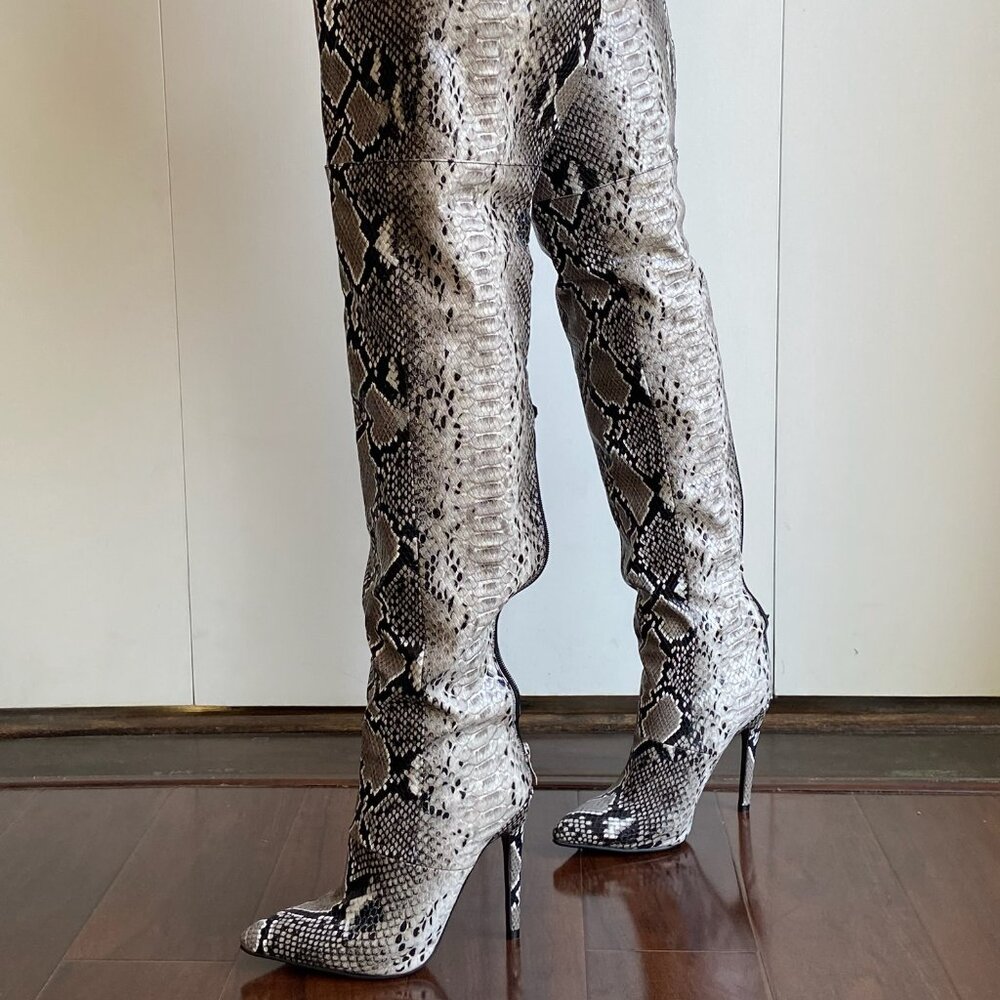 I.AM.Gia Python Print Thigh High Boots